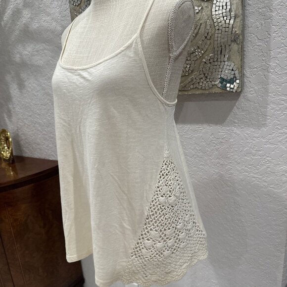 Roxy Womens Crocheted Accent Ivory Tank Top With Adjustable Straps size S - Picture 2 of 9